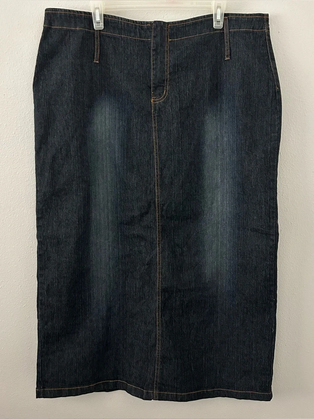 Y2K Zoey Beth Denim Maxi Skirt Women’s 2X Stretch Blue Denim Western Modest 90s